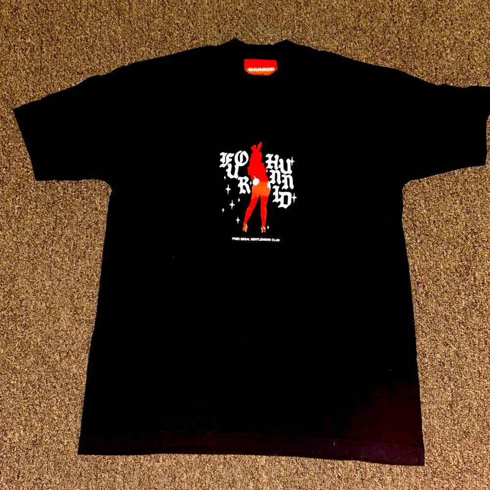 Brand new 4 hunnid Fred Segal gentleman’s club black tee! YG clothing brand